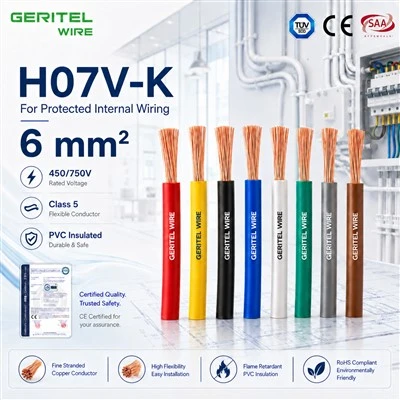 6 Mm² H07V-K mootori juhtpaneeli juhe starteri- ja abiahelate jaoks